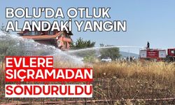 Bolu’da otluk alandaki yangın evlere sıçramadan söndürüldü