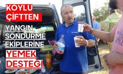 Köylü çiftten yangın söndürme ekiplerine yemek desteği