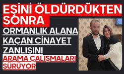 Eşini öldürdükten sonra ormanlık alana kaçan cinayeti zanlısını arama çalışmaları sürüyor