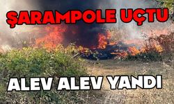 Şarampole uçan otomobil alev topuna döndü