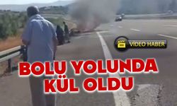 Bolu yolunda otomobil kül oldu