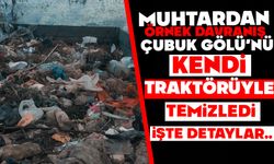Muhtardan örnek davranış: Çubuk Gölü'nü kendi traktörüyle temizledi