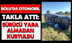 Bolu’da otomobil takla attı: Sürücü yara almadan kurtuldu