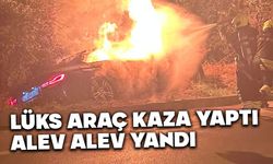 Bolu’da kaza yapan araç yandı