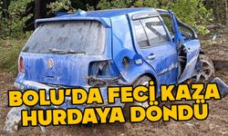 Bolu'da feci kaza, hurdaya döndü