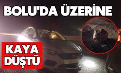 Bolu'da üzerine kaya düştü