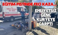 Eğitim pistinde feci kaza...Ehliyetsiz genç kuryeye çarptı