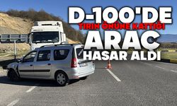 D-100'de tırın önüne kattığı araç hasar aldı