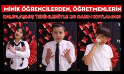 Minik öğrencilerden, öğretmenlerin kalıplaşmış terimleriyle 24 Kasım kutlaması