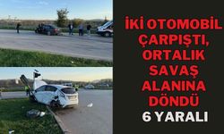 İKİ OTOMOBİL ÇARPIŞTI, ORTALIK SAVAŞ ALANINA DÖNDÜ: 6 YARALI