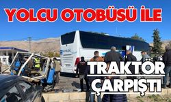 Yolcu otobüsü ile traktör çarpıştı