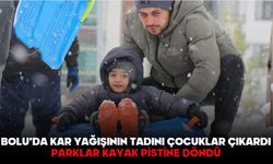 Bolu’da kar yağışının tadını çocuklar çıkardı: Parklar kayak pistine döndü