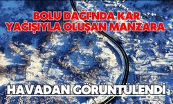 Bolu Dağı'nda kar yağışıyla oluşan manzara havadan görüntülendi