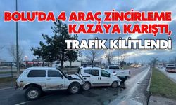 Bolu'da 4 araç zincirleme kazaya karıştı, trafik kilitlendi