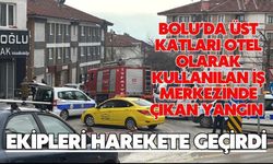 Bolu'da üst katları otel olarak kullanılan iş merkezinde çıkan yangın ekipleri harekete geçirdi