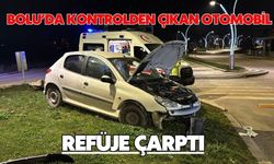 Bolu’da kontrolden çıkan otomobil refüje çarptı