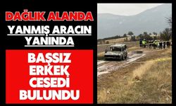 Dağlık alanda yanmış aracın yanında başsız erkek cesedi bulundu