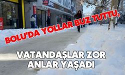 Bolu'da yollar buz tuttu, vatandaşlar zor anlar yaşadı