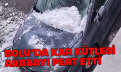 Bolu'da kar kütlesi arabayı pert etti