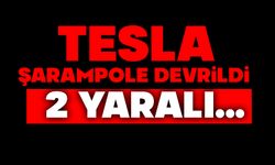 Şarampole devrilen Tesla'da 2 kişi yaralandı