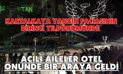 Kartalkaya yangın faciasının birinci yıldönümünde acılı aileler otel önünde bir araya geldi