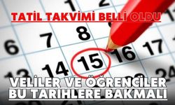 Tatil takvimi belli oldu