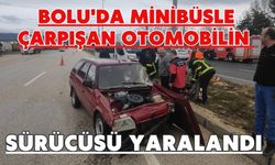Bolu'da minibüsle çarpışan otomobilin sürücüsü yaralandı: Kaza anı kamerada