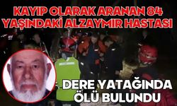 Kayıp olarak aranan 84 yaşındaki alzaymır hastası dere yatağında ölü bulundu