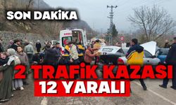 2 trafik kazası, 12 yaralı