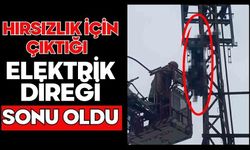 Hırsızlık için çıktığı elektrik direği sonu oldu
