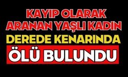 Kayıp olarak aranan yaşlı kadın derede kenarında ölü bulundu