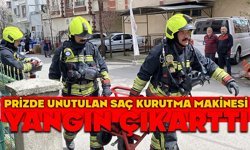 Prizde unutulan saç kurutma makinesi yangın çıkarttı