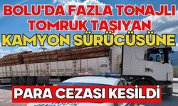 Bolu'da fazla tonajlı tomruk taşıyan kamyon sürücüsüne para cezası kesildi