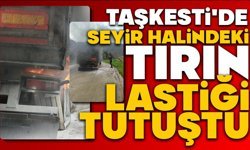 Taşkesti'de Seyir Halindeki Tırın Lastiği Tutuştu