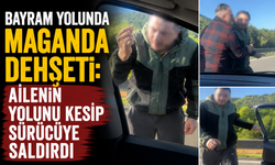 Bayram yolunda maganda dehşeti: Ailenin yolunu kesip sürücüye saldırdı