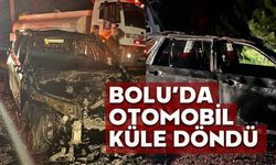 Bolu'da otomobil kül oldu