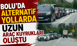 Bolu'da alternatif yollarda uzun araç kuyrukları oluştu