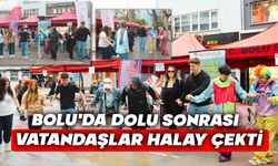 Bolu'da dolu sonrası vatandaşlar halay çekti