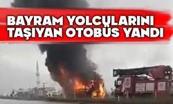 Bayram yolcularını taşıyan otobüs alevlere teslim oldu
