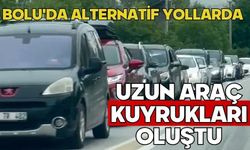 Bolu'da alternatif yollarda uzun araç kuyrukları oluştu