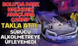 Bolu’da park halindeki araçlara çarpıp takla attı: Sürücü alkolmetreye üfleyemedi