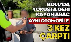 Bolu'da yokuşta geri kayan araç aynı otomobile 3 kez çarptı