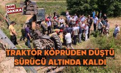Traktör köprüden düştü