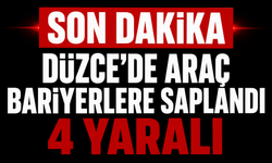 Düzce'de araç bariyerlere saplandı; 4 yaralı