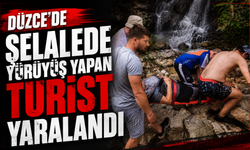 Düzce'de şelalede yürüyüş yapan turist yaralandı