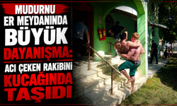 Mudurnu er meydanında büyük dayanışma: Acı çeken rakibini kucağında taşıdı