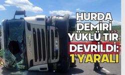 Hurda demiri yüklü tır devrildi: 1 yaralı