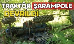 Traktör şarampole devrildi
