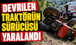 Devrilen traktörün sürücüsü yaralandı