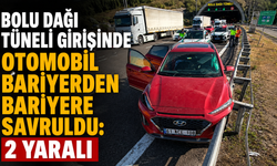 Bolu Dağı Tüneli girişinde otomobil bariyerden bariyere savruldu: 2 yaralı